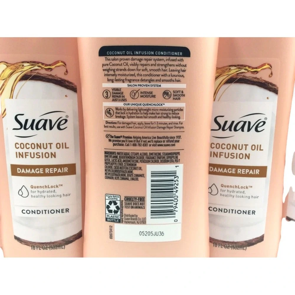 6-Pack Suave Conditioner 15oz Each‎ Coconut Oil Daily Moisture Care